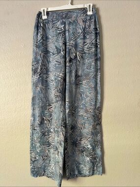 Like New! SANTIKI Blue Abstract Print Wide Leg Pants Tropical Size L